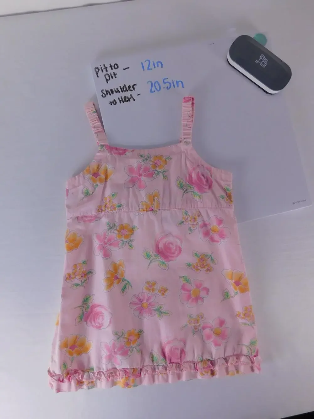 OshKosh B'gosh Dress Girls 4T Pink Floral Print Sundress Ruffle Hem Cotton